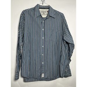 Wrangler Jeans Co. Button Down Mens XL Blue Gray Stripes Long Sleeve Western EUC